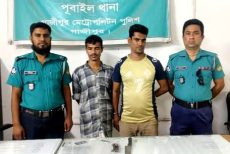 গাজীপুরে পুলিশের অভিযানে অস্ত্রসহ দুই ডাকাত গ্রেফতার
